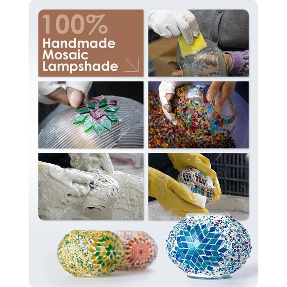 Turkish Moroccan Mosaic Lamp Swan Neck Tiffany Style Glass Bedside Light - Picture 4 of 7